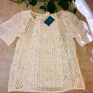 Anthropologie | Ivory Crochet Top